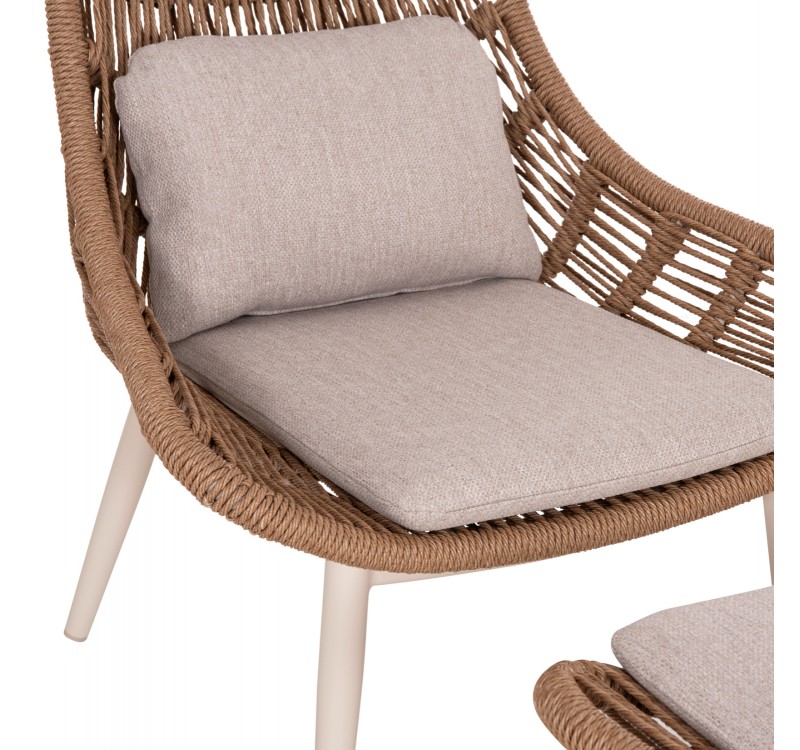 ΠΟΛΥΘΡΟΝΑ LOUNGE ΜΕ ΥΠΟΠΟΔΙΟ REMVAZZO HM6561.02 ΑΛΟΥΜΙΝΙΟ ΜΠΕΖ--WICKER 90x85x96Υεκ