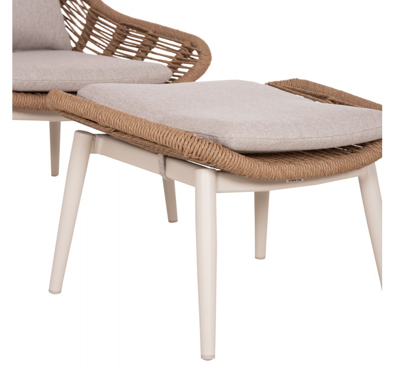 ΠΟΛΥΘΡΟΝΑ LOUNGE ΜΕ ΥΠΟΠΟΔΙΟ REMVAZZO HM6561.02 ΑΛΟΥΜΙΝΙΟ ΜΠΕΖ--WICKER 90x85x96Υεκ