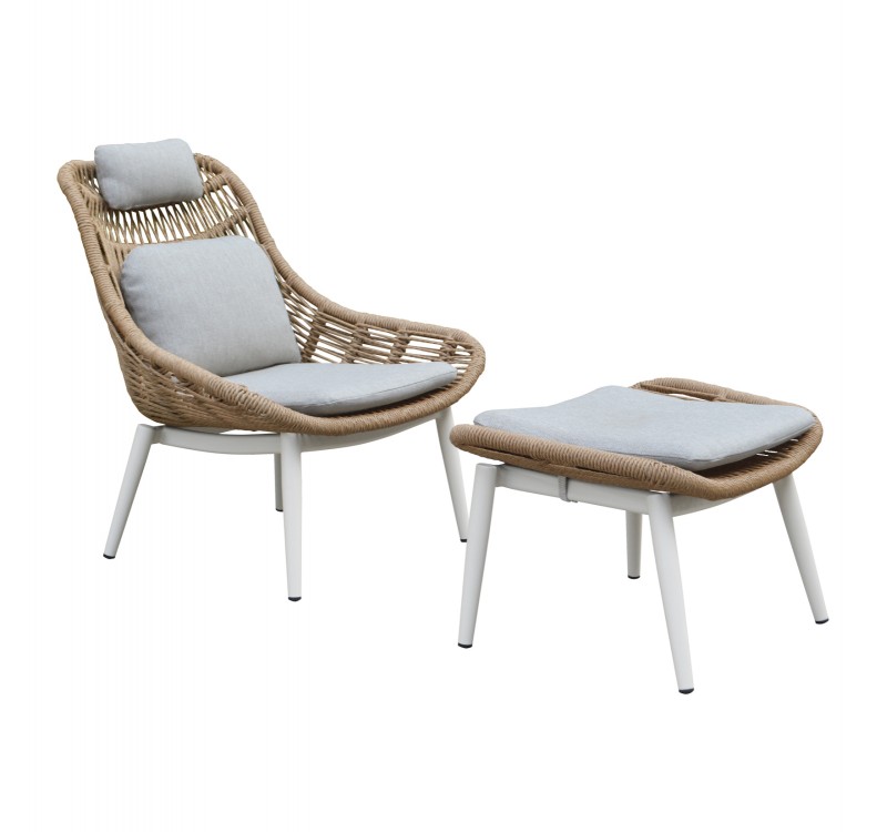 ΠΟΛΥΘΡΟΝΑ LOUNGE ΜΕ ΥΠΟΠΟΔΙΟ REMVAZZO HM6561.02 ΑΛΟΥΜΙΝΙΟ ΜΠΕΖ--WICKER 90x85x96Υεκ