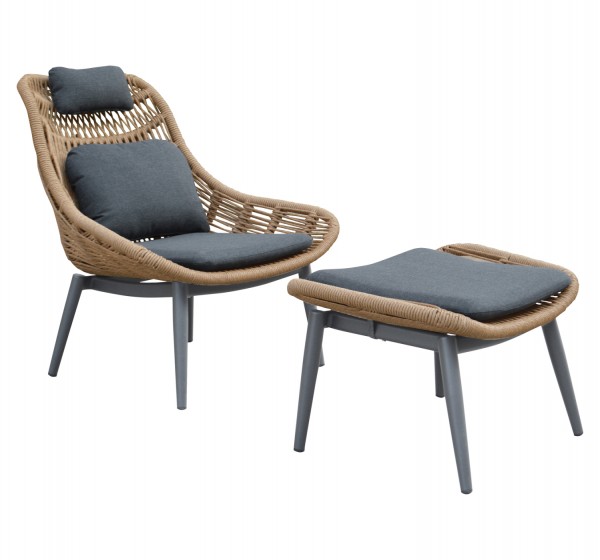 ΠΟΛΥΘΡΟΝΑ LOUNGE ΜΕ ΥΠΟΠΟΔΙΟ REMVAZZO HM6561.01 ΑΛΟΥΜΙΝΙΟ ΓΚΡΙ--WICKER 90x85x96Υεκ