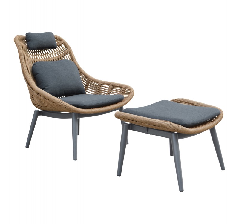 ΠΟΛΥΘΡΟΝΑ LOUNGE ΜΕ ΥΠΟΠΟΔΙΟ REMVAZZO HM6561.01 ΑΛΟΥΜΙΝΙΟ ΓΚΡΙ--WICKER 90x85x96Υεκ