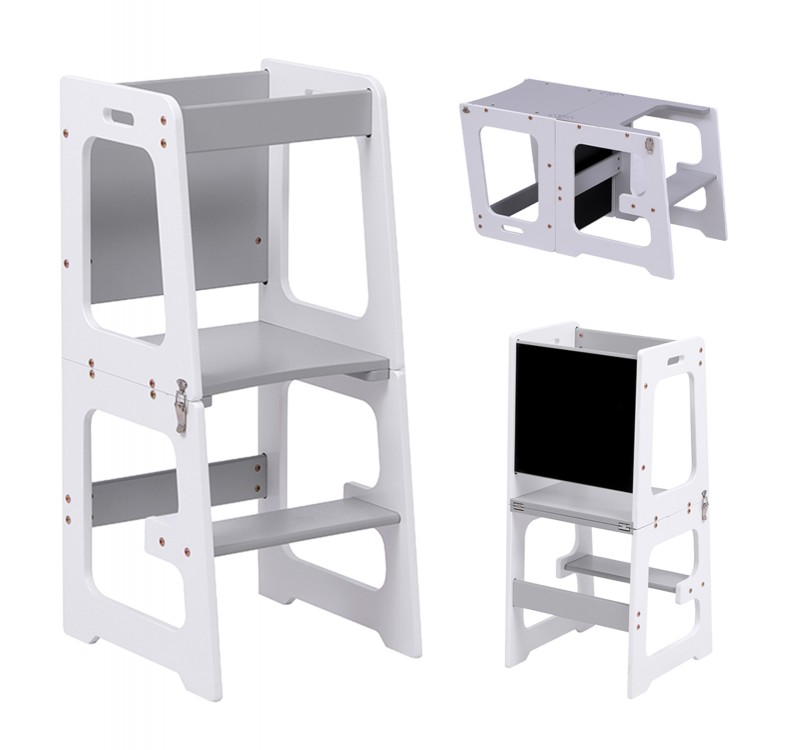 ΠΥΡΓΟΣ ΕΚΜΑΘΗΣΗΣ ΜΕ ΠΙΝΑΚΑ RICKI HM18345.03 ΞΥΛΟ ΠΕΥΚΟΥ ΛΕΥΚΟ/ΓΚΡΙ 37x40x84Υεκ