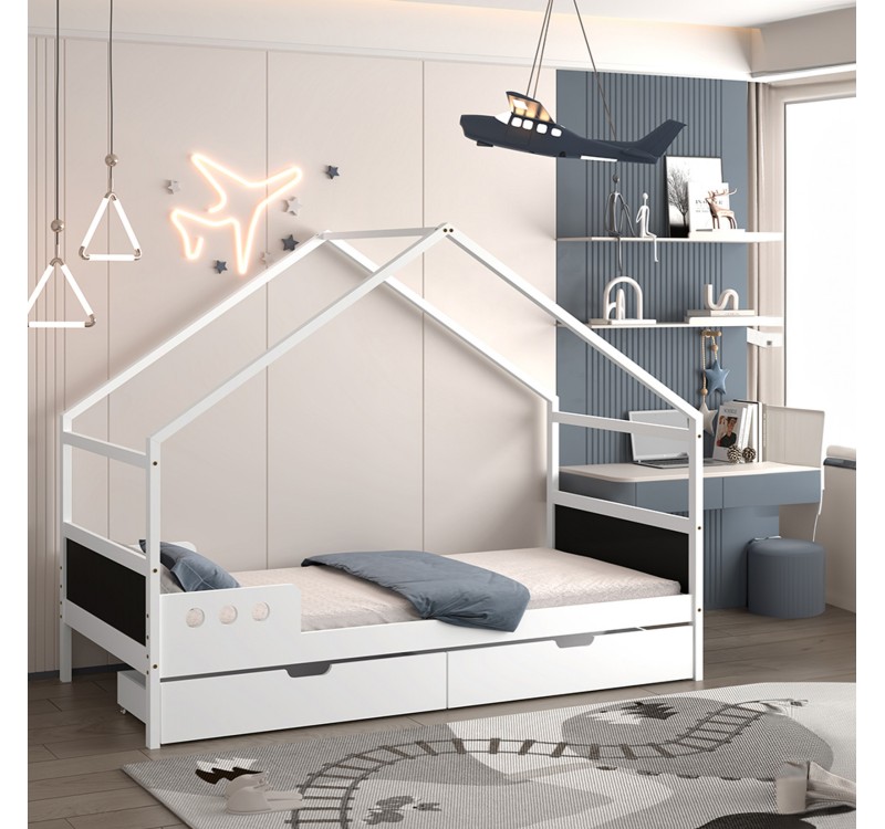 ΚΡΕΒΑΤΙ ΠΑΙΔΙΚΟ ΜΕ ΣΥΡΤΑΡΙΑ HOUSER HM741.01 τ.MONTESSORI ΞΥΛΟ ΠΕΥΚΟ ΛΕΥΚΟ-190x90εκ