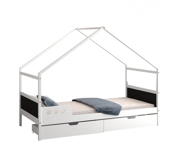 ΚΡΕΒΑΤΙ ΠΑΙΔΙΚΟ ΜΕ ΣΥΡΤΑΡΙΑ HOUSER HM741.01 τ.MONTESSORI ΞΥΛΟ ΠΕΥΚΟ ΛΕΥΚΟ-190x90εκ