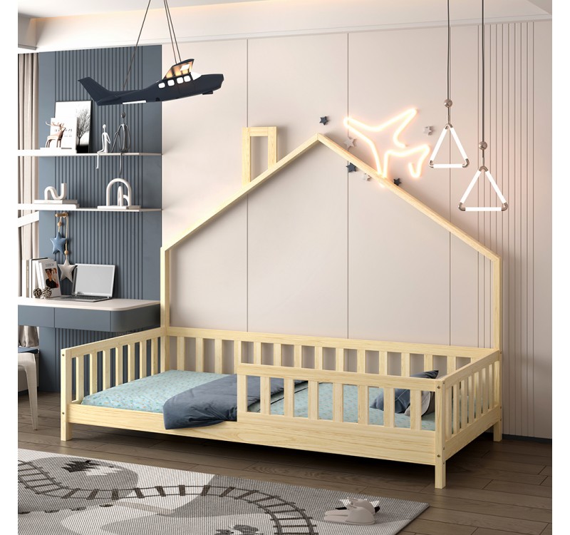 ΚΡΕΒΑΤΙ ΠΑΙΔΙΚΟ HOUSER HM740.01 τ.MONTESSORI ΞΥΛΟ ΠΕΥΚΟ ΦΥΣΙΚΟ--ΓΙΑ 190x90εκ