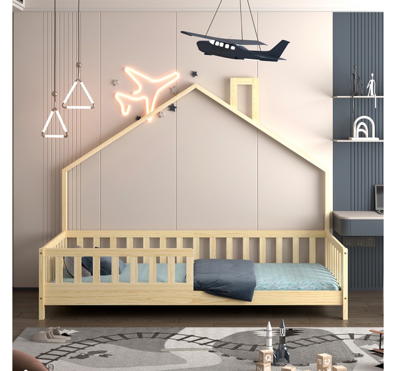 ΚΡΕΒΑΤΙ ΠΑΙΔΙΚΟ HOUSER HM740.01 τ.MONTESSORI ΞΥΛΟ ΠΕΥΚΟ ΦΥΣΙΚΟ--ΓΙΑ 190x90εκ