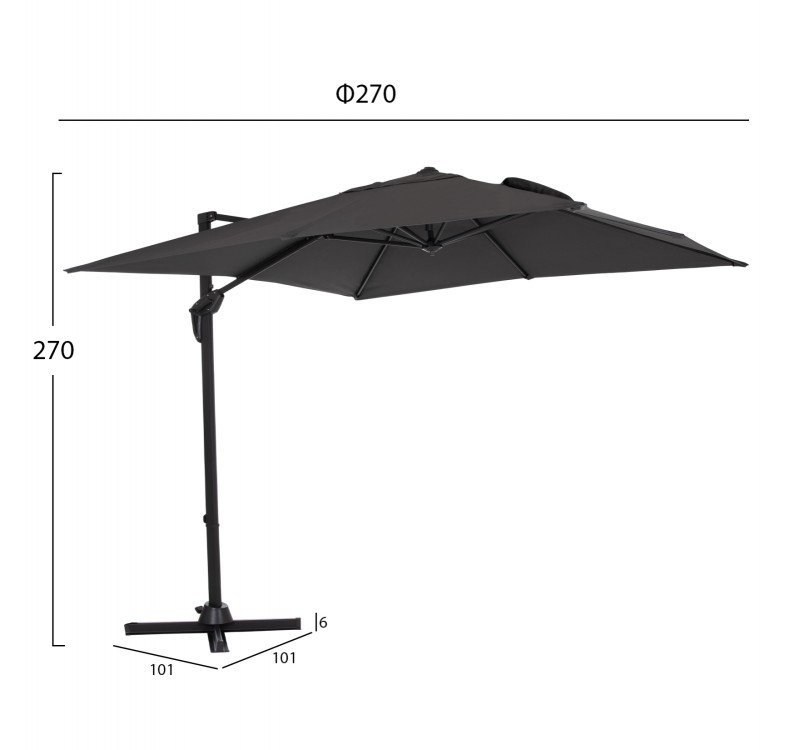ΟΜΠΡΕΛΑ ΠΙΣΙΝΑΣ JAVANTE HM6623.01 ΓΚΡΙ ΑΛΟΥΜΙΝΙΟ & ΣΚΙΑΣΤΡΟ 2.7x2.7x2.7Yμ