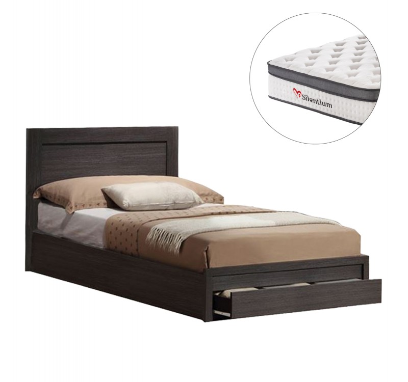 ΚΡΕΒΑΤΙ ΜΟΝΟ ΜΕ ΣΥΡΤΑΡΙ & ΣΤΡΩΜΑ MELANY HM10745.01 ΜΕΛΑΜΙΝΗ ZEBRANO--ΓΙΑ 90x190εκ