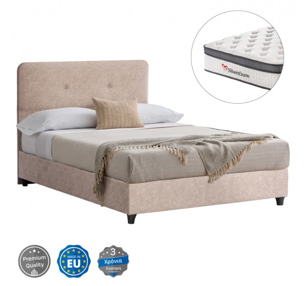 ΚΡΕΒΑΤΙ ΗΜΙΔΙΠΛΟ ΜΕ ΣΤΡΩΜΑ DOLORES HM10746.03 ΜΠΕΖ ΥΦΑΣΜΑ τ.NUBUCK--ΓΙΑ 120x200εκ