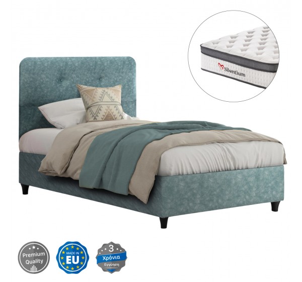 ΚΡΕΒΑΤΙ ΗΜΙΔΙΠΛΟ DOLORES ΜΕ ΣΤΡΩΜΑ HM10746.04 LIGHT GREEN ΥΦΑΣΜΑ τ.NUBUCK--ΓΙΑ 120x200εκ
