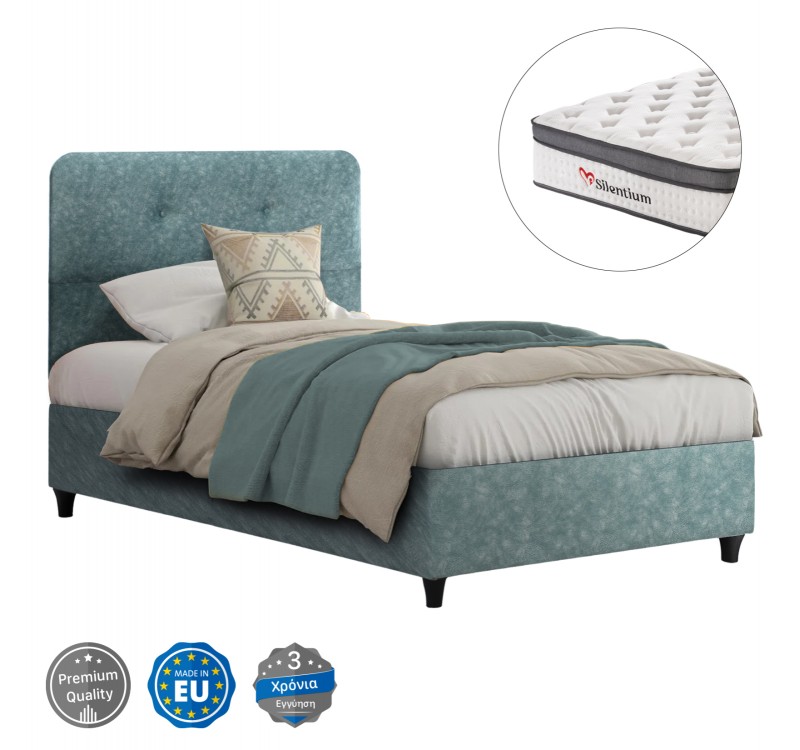 ΚΡΕΒΑΤΙ ΗΜΙΔΙΠΛΟ DOLORES ΜΕ ΣΤΡΩΜΑ HM10746.04 LIGHT GREEN ΥΦΑΣΜΑ τ.NUBUCK--ΓΙΑ 120x200εκ