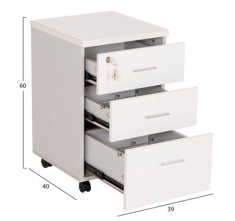 ΣΥΡΤΑΡΙΕΡΑ ΓΡΑΦΕΙΟΥ ΜΕ ΚΛΕΙΔΑΡΙΑ VANCE HM2159 ΛΕΥΚΗ ΜΕΛΑΜΙΝΗ-ΡΟΔΑΚΙΑ 39x40x60Υεκ.