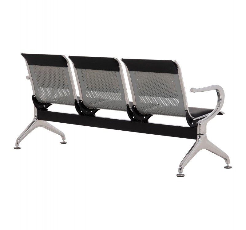 ΚΑΘΙΣΜΑ ΑΝΑΜΟΝΗΣ Τ.ΑΕΡΟΔΡΟΜΙΟΥ 3ΘΕΣΙΟ AVIATOR HM18400 ΜΕΤΑΛΛΟ ΜΕ PU ΜΑΥΡΟ 172x55x76Υ