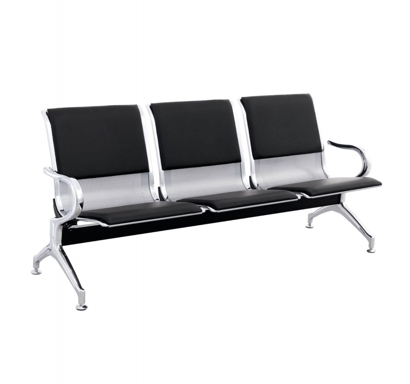 ΚΑΘΙΣΜΑ ΑΝΑΜΟΝΗΣ Τ.ΑΕΡΟΔΡΟΜΙΟΥ 3ΘΕΣΙΟ AVIATOR HM18400 ΜΕΤΑΛΛΟ ΜΕ PU ΜΑΥΡΟ 171x64x77Υ