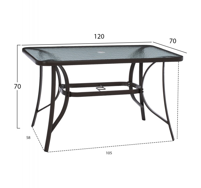 ΣΕΤ ΤΡΑΠΕΖΑΡΙΑΣ 5ΤΜΧ BRAVO HM10900.12--ΤΡΑΠΕΖΙ & 4 ΚΑΡΕΚΛΕΣ 120x70εκ -ΚΑΦΕ