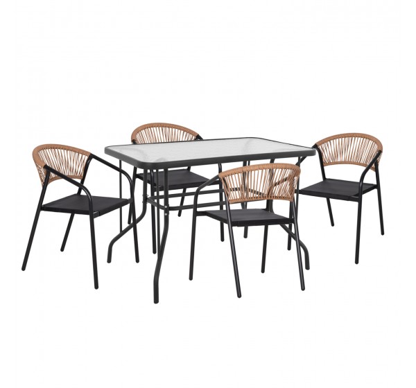 ΣΕΤ ΤΡΑΠΕΖΑΡΙΑΣ 5ΤΜΧ ADAM HM10727.03 ΚΑΡΕΚΛΕΣ ΜΕΤΑΛΛΙΚΕΣ & ΤΡΑΠΕΖΙ 110x60εκ ΜΑΥΡΟ
