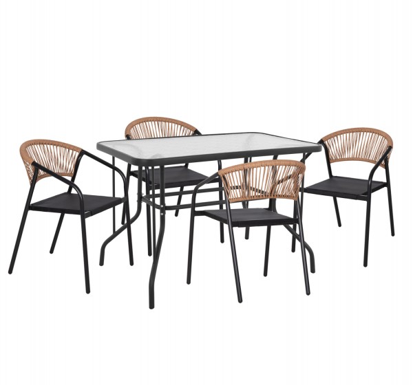 ΣΕΤ ΤΡΑΠΕΖΑΡΙΑΣ 5ΤΜΧ ADAM HM10727.03 ΚΑΡΕΚΛΕΣ ΜΕΤΑΛΛΙΚΕΣ & ΤΡΑΠΕΖΙ 110x60εκ ΜΑΥΡΟ