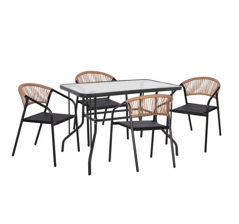 ΣΕΤ ΤΡΑΠΕΖΑΡΙΑΣ 5ΤΜΧ ADAM HM10727.03 ΚΑΡΕΚΛΕΣ ΜΕΤΑΛΛΙΚΕΣ & ΤΡΑΠΕΖΙ 110x60εκ ΜΑΥΡΟ