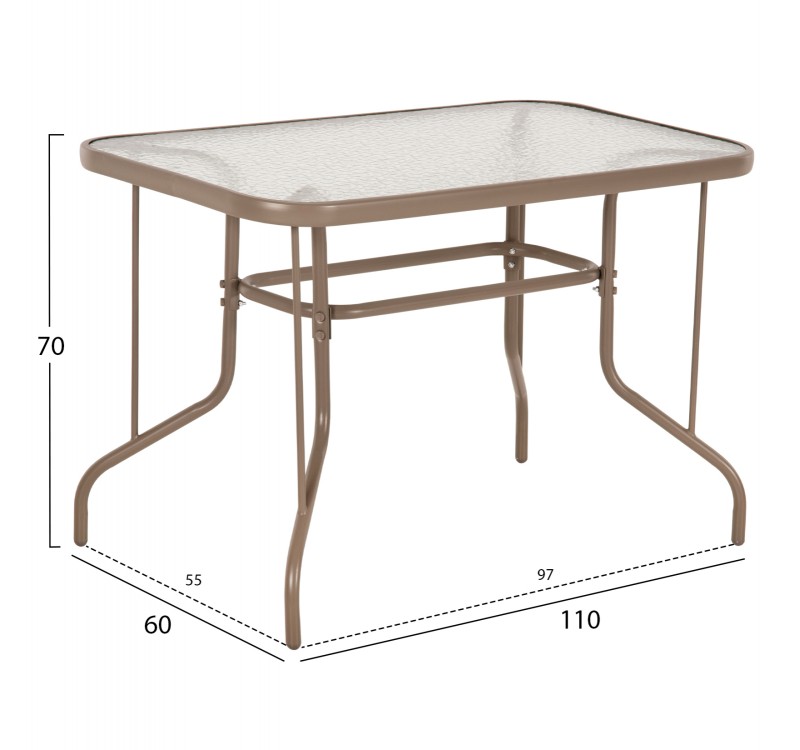 ΣΕΤ ΤΡΑΠΕΖΑΡΙΑΣ 5ΤΜΧ ADAM HM10727.04 ΚΑΡΕΚΛΕΣ ΜΕΤΑΛΛΙΚΕΣ & ΤΡΑΠΕΖΙ 110x60εκ ΣΑΜΠΑΝΙ