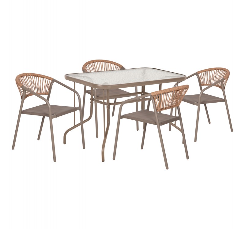 ΣΕΤ ΤΡΑΠΕΖΑΡΙΑΣ 5ΤΜΧ ADAM HM10727.04 ΚΑΡΕΚΛΕΣ ΜΕΤΑΛΛΙΚΕΣ & ΤΡΑΠΕΖΙ 110x60εκ ΣΑΜΠΑΝΙ