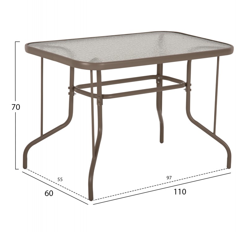 ΣΕΤ ΤΡΑΠΕΖΑΡΙΑΣ 5ΤΜΧ LEONE HM10835.04 ΚΑΡΕΚΛΕΣ ΜΕΤΑΛΛΙΚΕΣ & ΤΡΑΠΕΖΙ 110x60εκ ΣΑΜΠΑΝΙ