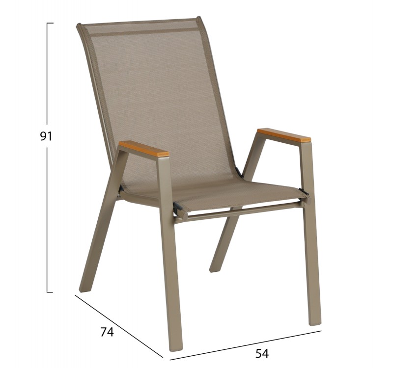 ΣΕΤ ΤΡΑΠΕΖΑΡΙΑΣ 5ΤΜΧ LEONE HM10835.04 ΚΑΡΕΚΛΕΣ ΜΕΤΑΛΛΙΚΕΣ & ΤΡΑΠΕΖΙ 110x60εκ ΣΑΜΠΑΝΙ