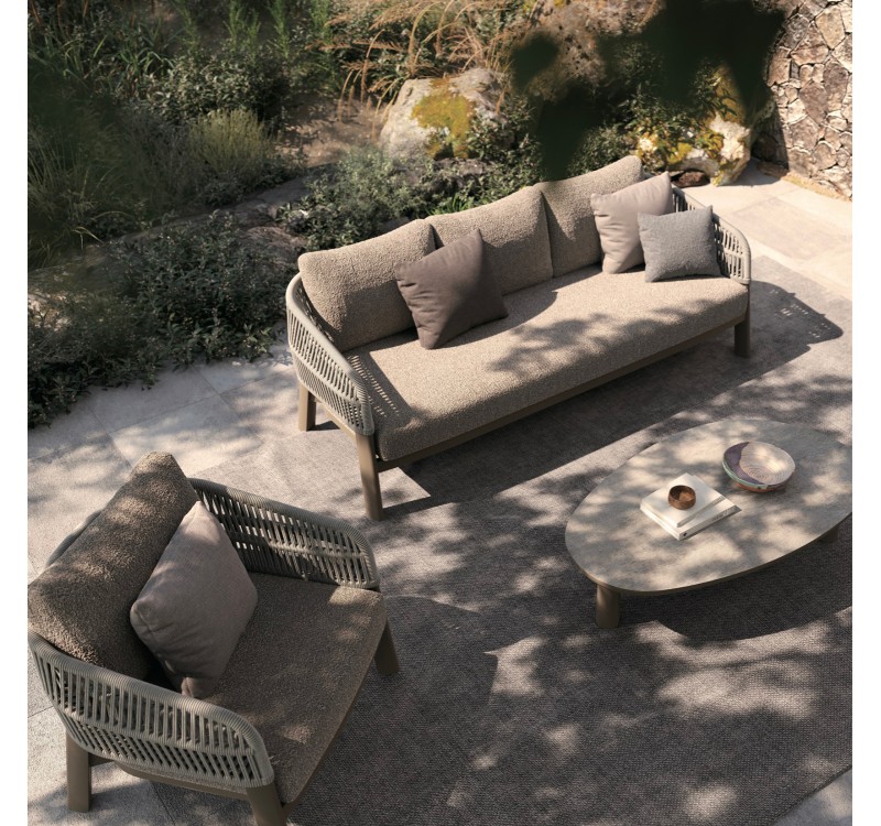 ΣΕΤ ΣΑΛΟΝΙ 4ΤΜΧ MAHAL HM6424.02 ΚΡΕΜ ΑΛΟΥΜΙΝΙΟ--ΜΠΕΖ OLEFIN & ΣΧΟΙΝΙ STRAP