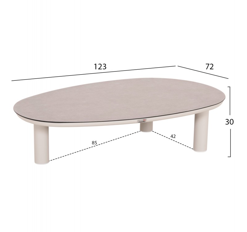 ΣΕΤ ΣΑΛΟΝΙ 4ΤΜΧ MAHAL HM6424.02 ΚΡΕΜ ΑΛΟΥΜΙΝΙΟ--ΜΠΕΖ OLEFIN & ΣΧΟΙΝΙ STRAP