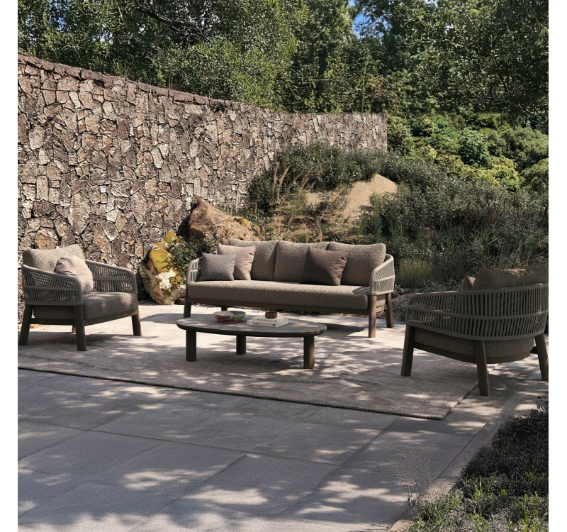 ΣΕΤ ΣΑΛΟΝΙ 4ΤΜΧ MAHAL HM6424.02 ΚΡΕΜ ΑΛΟΥΜΙΝΙΟ--ΜΠΕΖ OLEFIN & ΣΧΟΙΝΙ STRAP