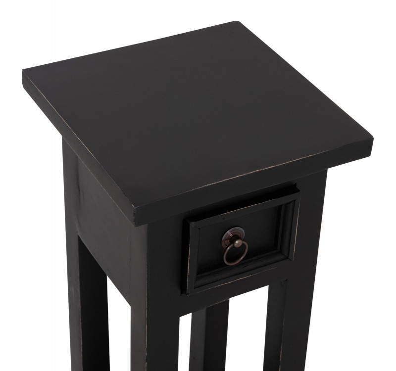 ΒΟΗΘΗΤΙΚΟ ΤΡΑΠΕΖΑΚΙ RAMU HM9484.02 ΑΠΟ ΜΑΟΝΙ ΞΥΛΟ ΜΑΥΡΟ ΜΕ ΣΥΡΤΑΡΑΚΙ 25x25x66,5Υεκ