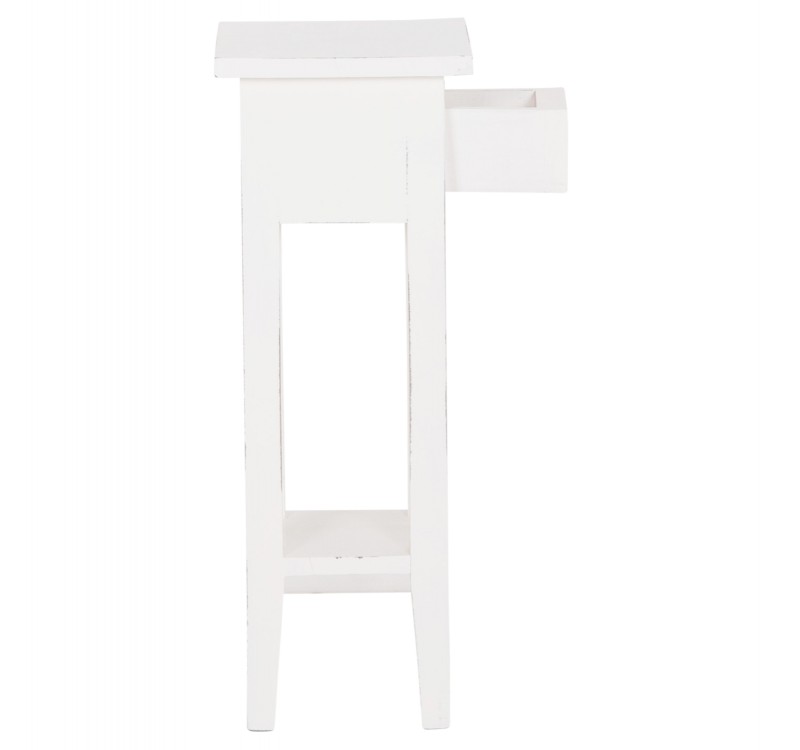 ΒΟΗΘΗΤΙΚΟ ΤΡΑΠΕΖΑΚΙ RAMU HM9484.03 ΑΠΟ ΜΑΟΝΙ ΞΥΛΟ ΛΕΥΚΟ ΜΕ ΣΥΡΤΑΡΑΚΙ 25x25x66,5Υεκ