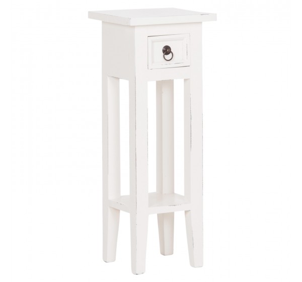 ΒΟΗΘΗΤΙΚΟ ΤΡΑΠΕΖΑΚΙ RAMU HM9484.03 ΑΠΟ ΜΑΟΝΙ ΞΥΛΟ ΛΕΥΚΟ ΜΕ ΣΥΡΤΑΡΑΚΙ 25x25x66,5Υεκ