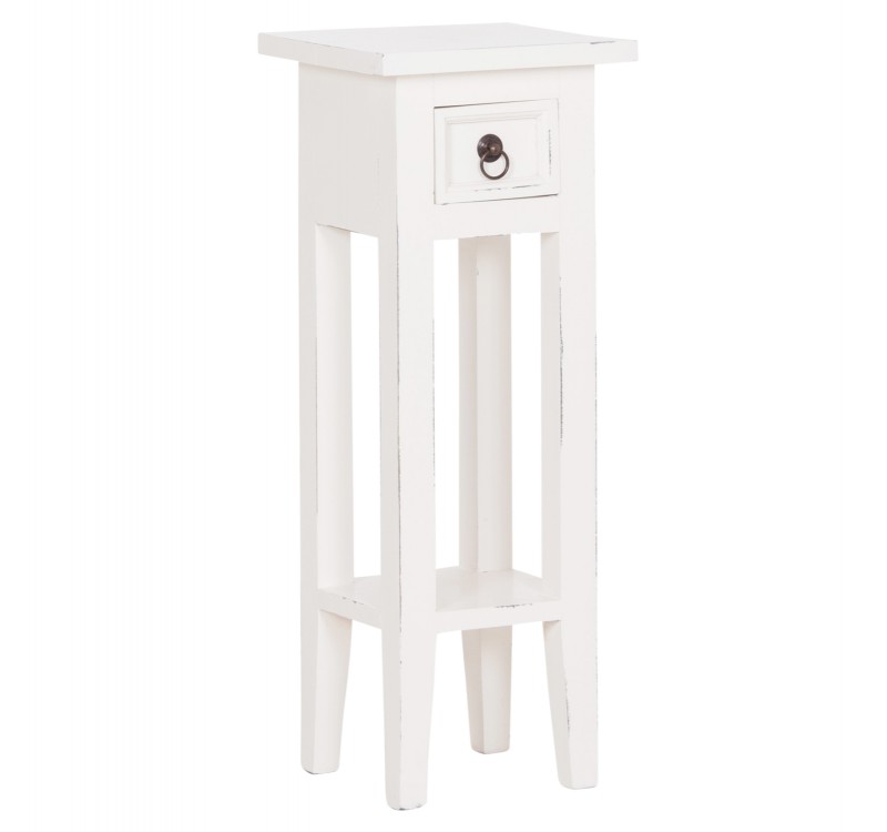 ΒΟΗΘΗΤΙΚΟ ΤΡΑΠΕΖΑΚΙ RAMU HM9484.03 ΑΠΟ ΜΑΟΝΙ ΞΥΛΟ ΛΕΥΚΟ ΜΕ ΣΥΡΤΑΡΑΚΙ 25x25x66,5Υεκ