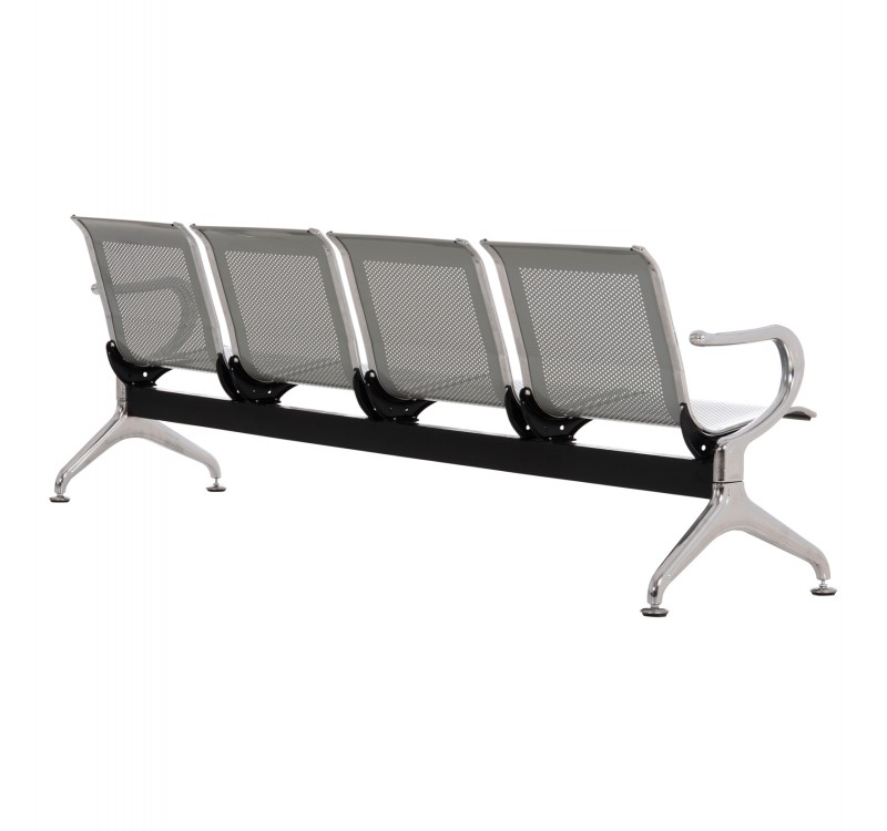 ΚΑΘΙΣΜΑ ΑΝΑΜΟΝΗΣ Τ.ΑΕΡΟΔΡΟΜΙΟΥ 4ΘΕΣΙΟ AVIATOR HM18401 ΜΕΤΑΛΛΟ MESH ΓΚΡΙ 223x55x76Υ