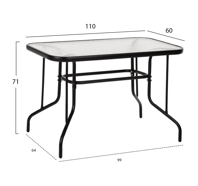 ΣΕΤ ΤΡΑΠΕΖΑΡΙΑΣ 5ΤΜΧ LEONE HM10835.03 ΚΑΡΕΚΛΕΣ ΜΕΤΑΛΛΙΚΕΣ & ΤΡΑΠΕΖΙ 110x60εκ ΜΑΥΡΟ