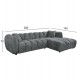 ΚΑΝΑΠΕΣ ΓΩΝΙΑ (ΔΕΞΙΑ) LYKKE HM3326.01R ΓΚΡΙ ΥΦΑΣΜΑ 280x89-165(η γωνία)x70Υεκ