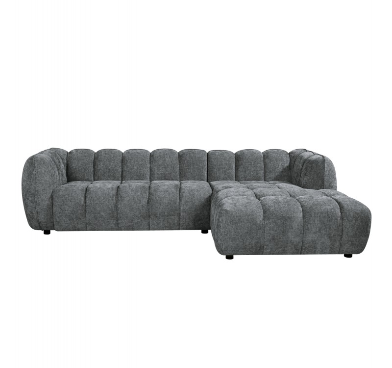 ΚΑΝΑΠΕΣ ΓΩΝΙΑ (ΔΕΞΙΑ) LYKKE HM3326.01R ΓΚΡΙ ΥΦΑΣΜΑ 280x89-165(η γωνία)x70Υεκ