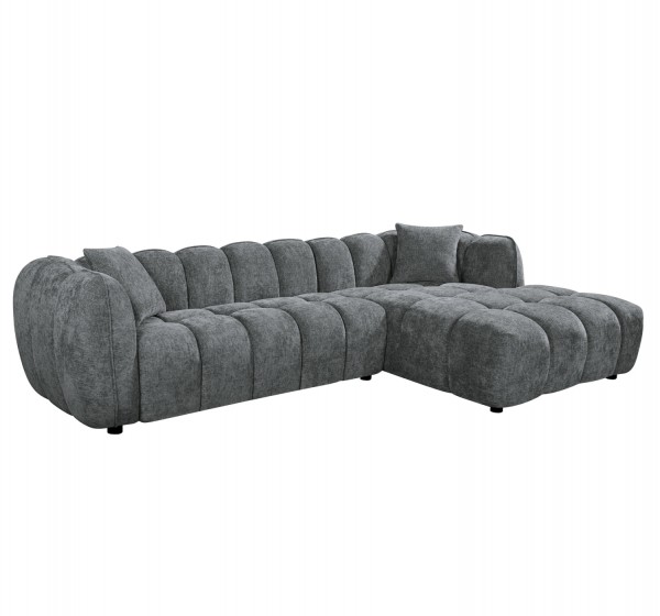 ΚΑΝΑΠΕΣ ΓΩΝΙΑ (ΔΕΞΙΑ) LYKKE HM3326.01R ΓΚΡΙ ΥΦΑΣΜΑ 280x89-165(η γωνία)x70Υεκ