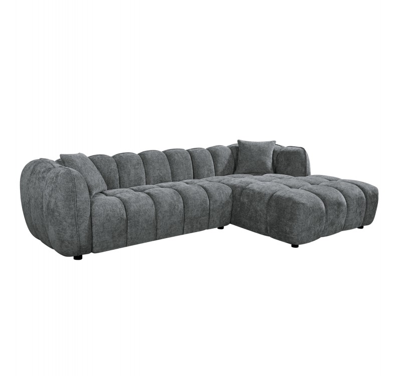 ΚΑΝΑΠΕΣ ΓΩΝΙΑ (ΔΕΞΙΑ) LYKKE HM3326.01R ΓΚΡΙ ΥΦΑΣΜΑ 280x89-165(η γωνία)x70Υεκ