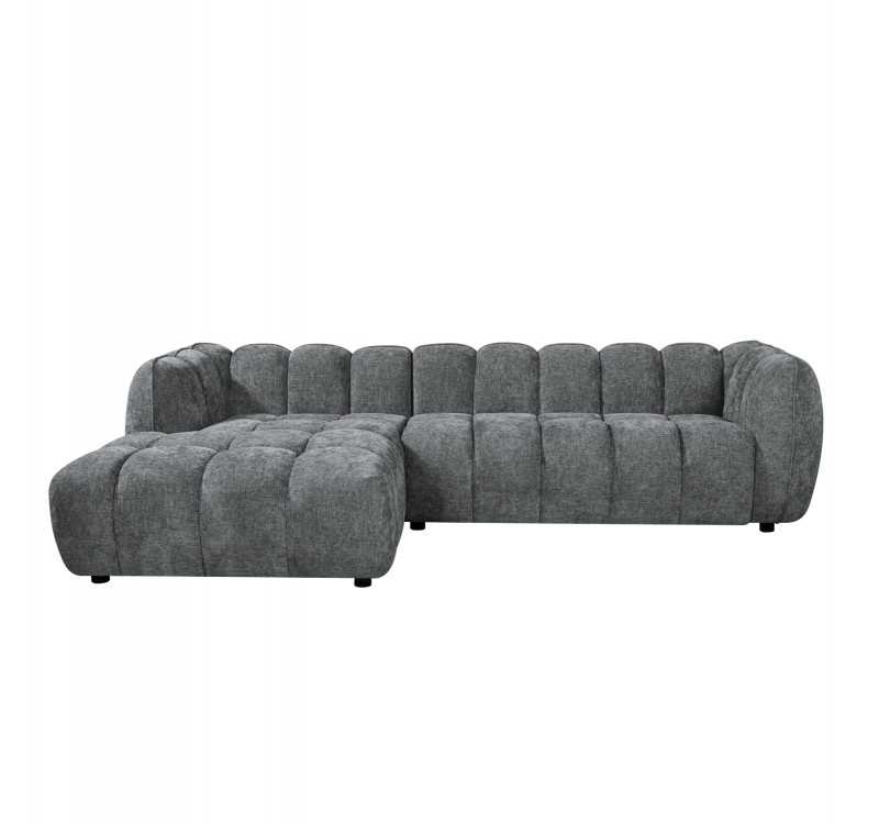 ΚΑΝΑΠΕΣ ΓΩΝΙΑ (ΑΡΙΣΤΕΡΗ) LYKKE HM3326.01L ΓΚΡΙ ΥΦΑΣΜΑ 280x89-165(η γωνία)x70Υ εκ.