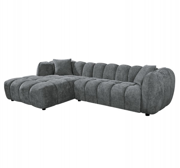 ΚΑΝΑΠΕΣ ΓΩΝΙΑ (ΑΡΙΣΤΕΡΗ) LYKKE HM3326.01L ΓΚΡΙ ΥΦΑΣΜΑ 280x89-165(η γωνία)x70Υ εκ.