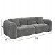 ΚΑΝΑΠΕΣ 3-ΘΕΣΙΟΣ JUNOA HM3333.01 ΓΚΡΙ ΥΦΑΣΜΑ 228x89x74Υεκ