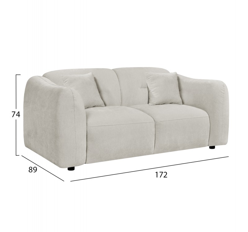 ΚΑΝΑΠΕΣ 2-ΘΕΣΙΟΣ JUNOA HM3334.02 ΕΚΡΟΥ ΥΦΑΣΜΑ 172x89x74Υεκ