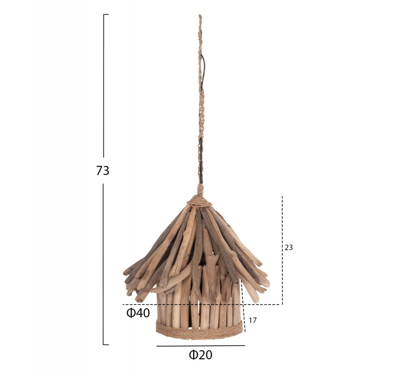 ΦΩΤΙΣΤΙΚΟ ΟΡΟΦΗΣ ΚΡΕΜΑΣΤΟ TREIT HM4874 DRIFTWOOD ΣΕ ΦΥΣΙΚΟ Φ40x73Υεκ [1xΕ27]