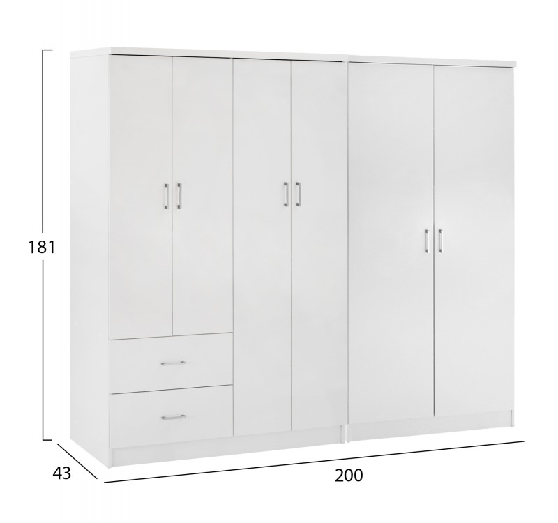 ΝΤΟΥΛΑΠΑ 6ΦΥΛΛΗ BLAKELY HM21235.05 ΜΕΛΑΜΙΝΗ ΧΡΩΜΑ ΛΕΥΚΟ 201x43x181Υεκ