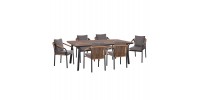 ΣΕΤ ΤΡΑΠΕΖΑΡΙΑΣ 7ΤΜΧ MAERLY HM10826.13 ΑΛΟΥΜΙΝΙΟ & ΜΑΞΙΛΑΡΙΑ ΣΚΟΥΡΟ ΓΚΡΙ--POLYWOOD