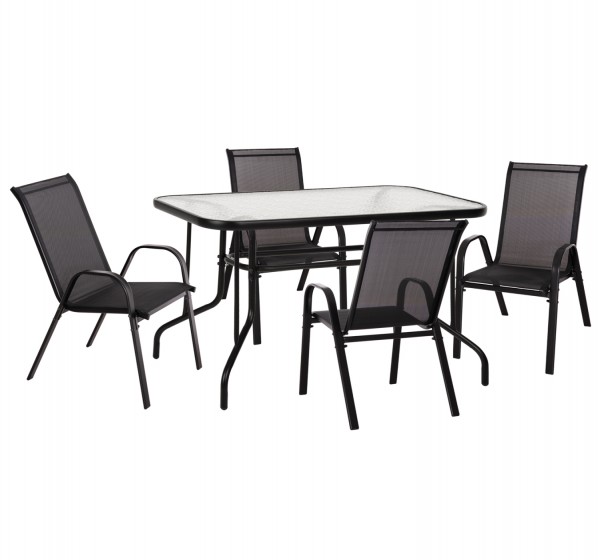 ΣΕΤ ΤΡΑΠΕΖΑΡΙΑΣ 5ΤΜΧ ADAM HM10896.03 ΤΡΑΠΕΖΙ 120x70εκ & 4 ΠΟΛΥΘΡΟΝΕΣ--ΜΑΥΡΟ