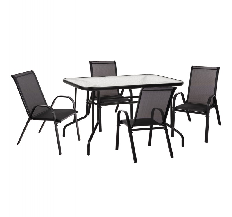 ΣΕΤ ΤΡΑΠΕΖΑΡΙΑΣ 5ΤΜΧ ADAM HM10896.03 ΤΡΑΠΕΖΙ 120x70εκ & 4 ΠΟΛΥΘΡΟΝΕΣ--ΜΑΥΡΟ