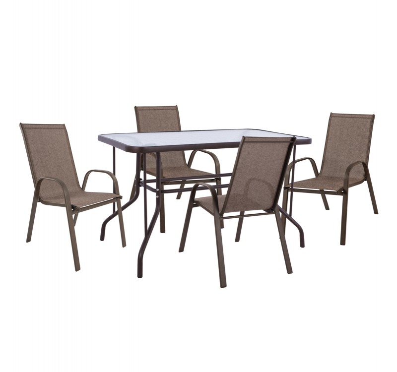 ΣΕΤ ΤΡΑΠΕΖΑΡΙΑΣ 5ΤΜΧ ADAM HM10897.02 ΤΡΑΠΕΖΙ 110x60εκ & 4 ΠΟΛΥΘΡΟΝΕΣ--ΚΑΦΕ