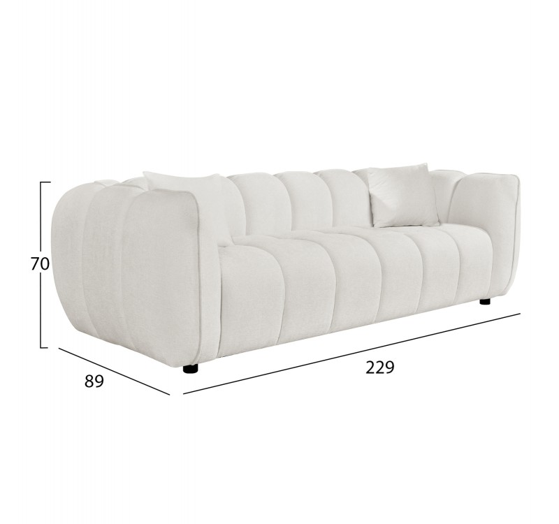 ΚΑΝΑΠΕΣ 3-ΘΕΣΙΟΣ LYKKE HM3323.02 ΕΚΡΟΥ ΥΦΑΣΜΑ 229x89x70Υεκ